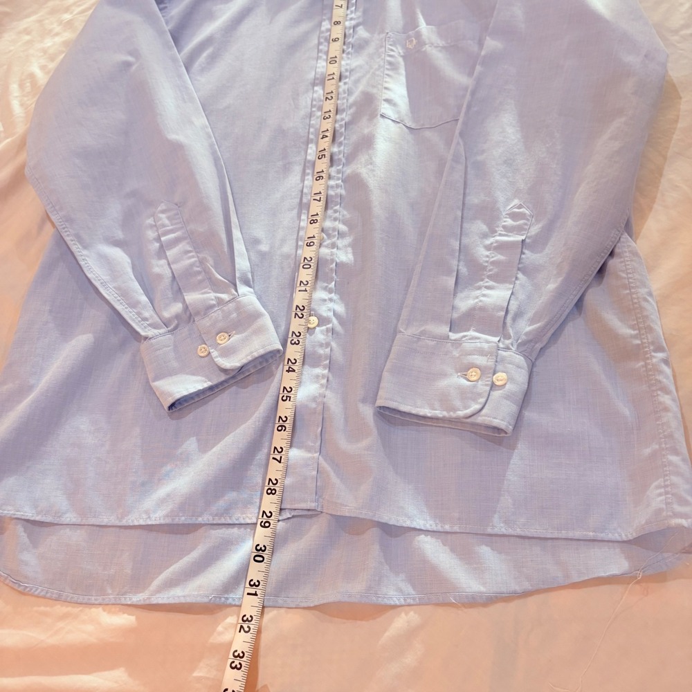 Christian Dior Vintage Blue Dress Shirt Contrast White Collar XL Made in USA - Picture 5 of 7